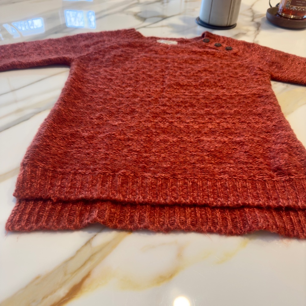 Pink Rose 3/4 Sleeve Burnt Orange Crew Neck Sweater Sz Large